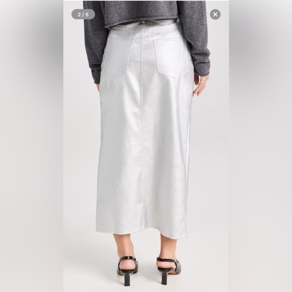 WAYF METALLIC PENCIL SKIRT - M - Picture 2 of 9